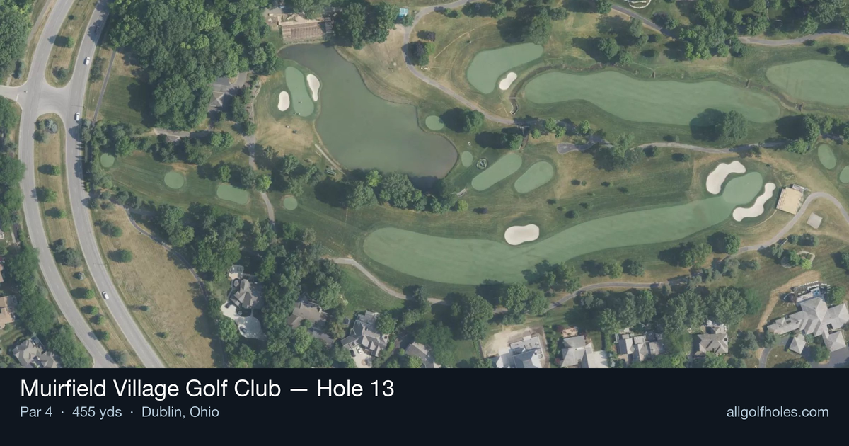 Hole 13 aerial at Muirfield Village Golf Club