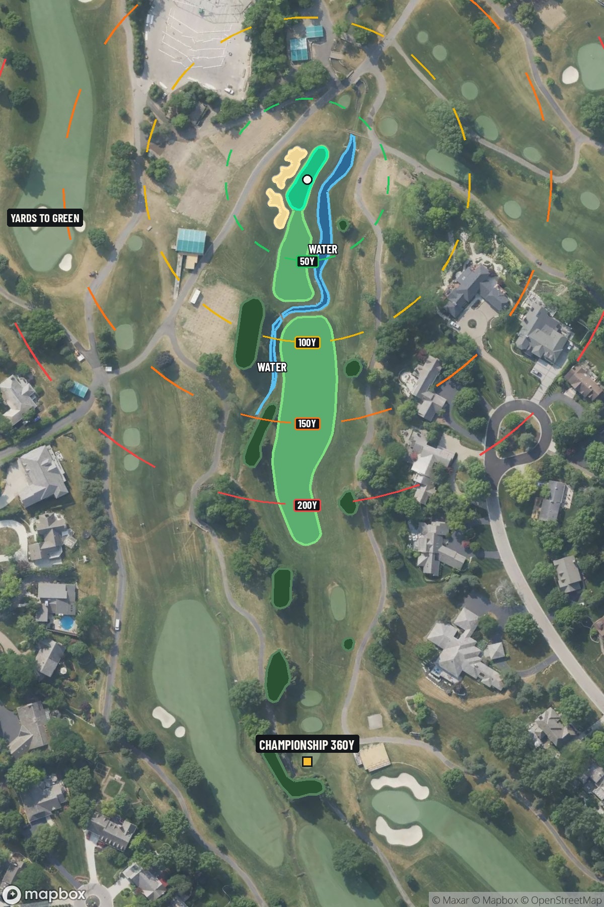Hole 14 aerial at Muirfield Village Golf Club