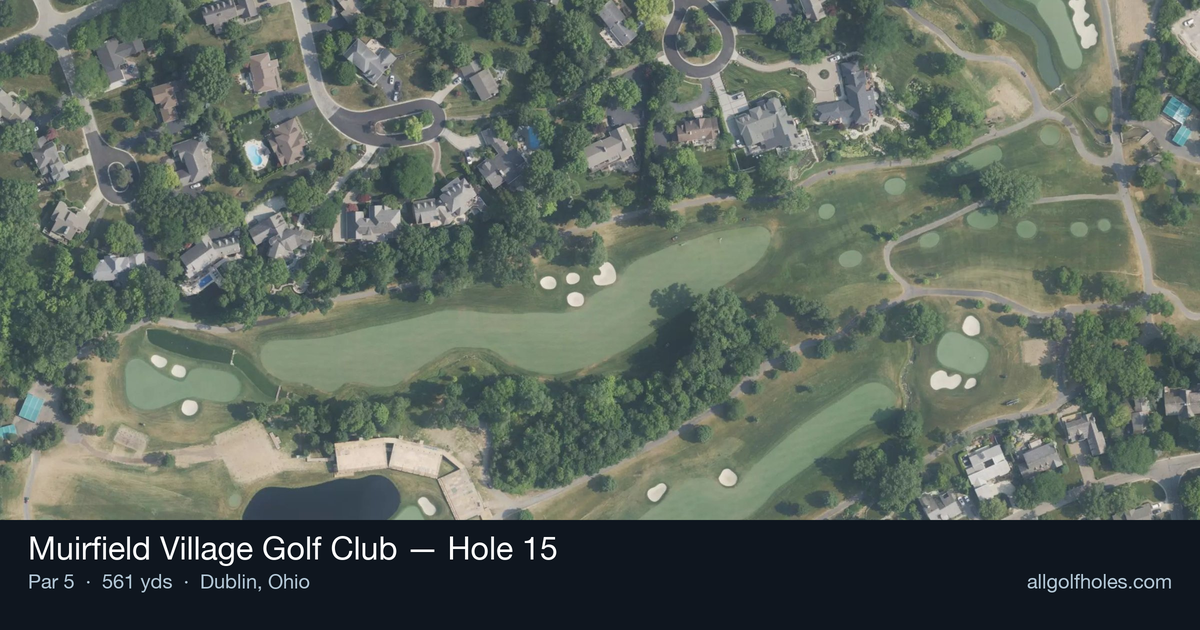 Hole 15 aerial at Muirfield Village Golf Club