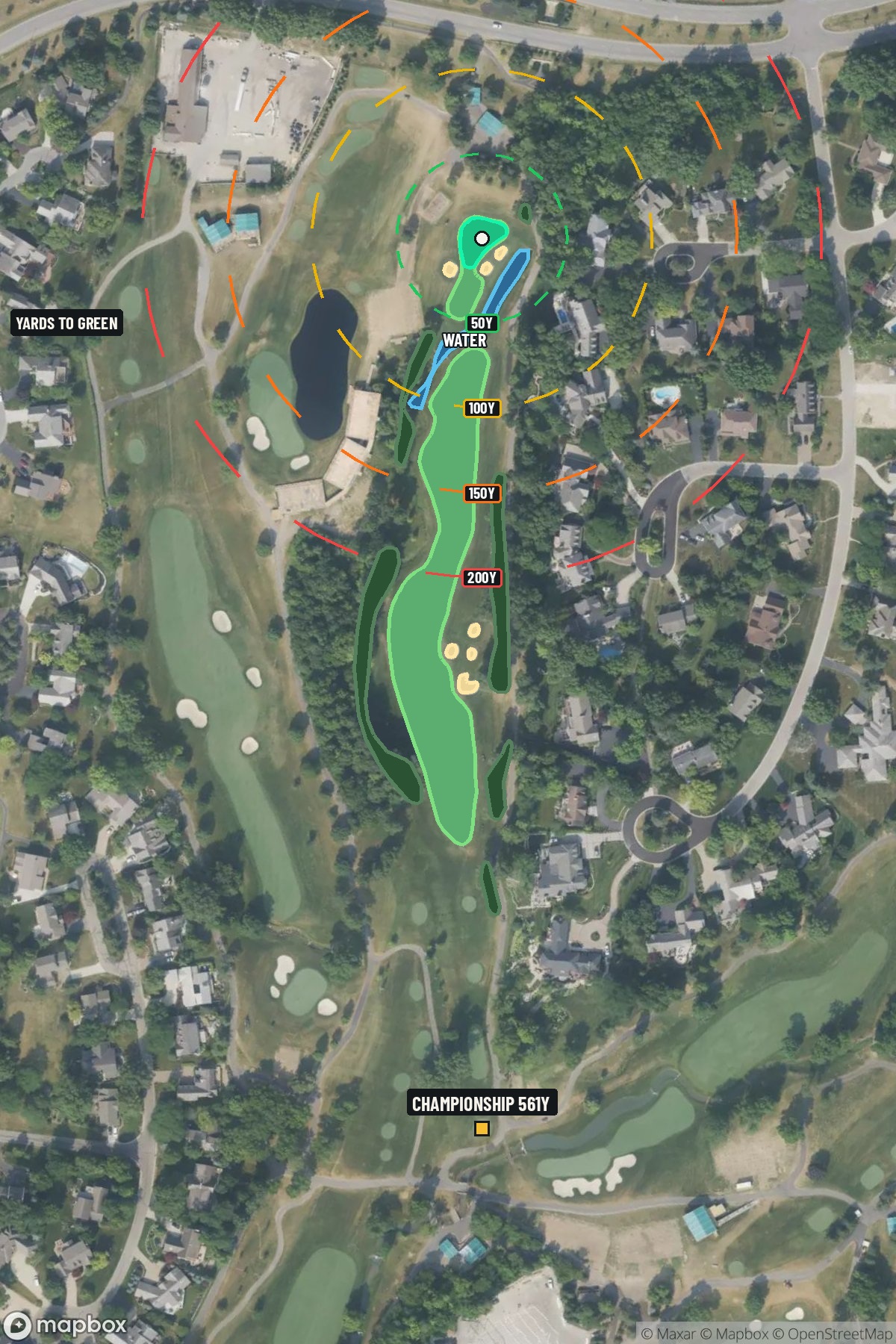 Hole 15 aerial at Muirfield Village Golf Club