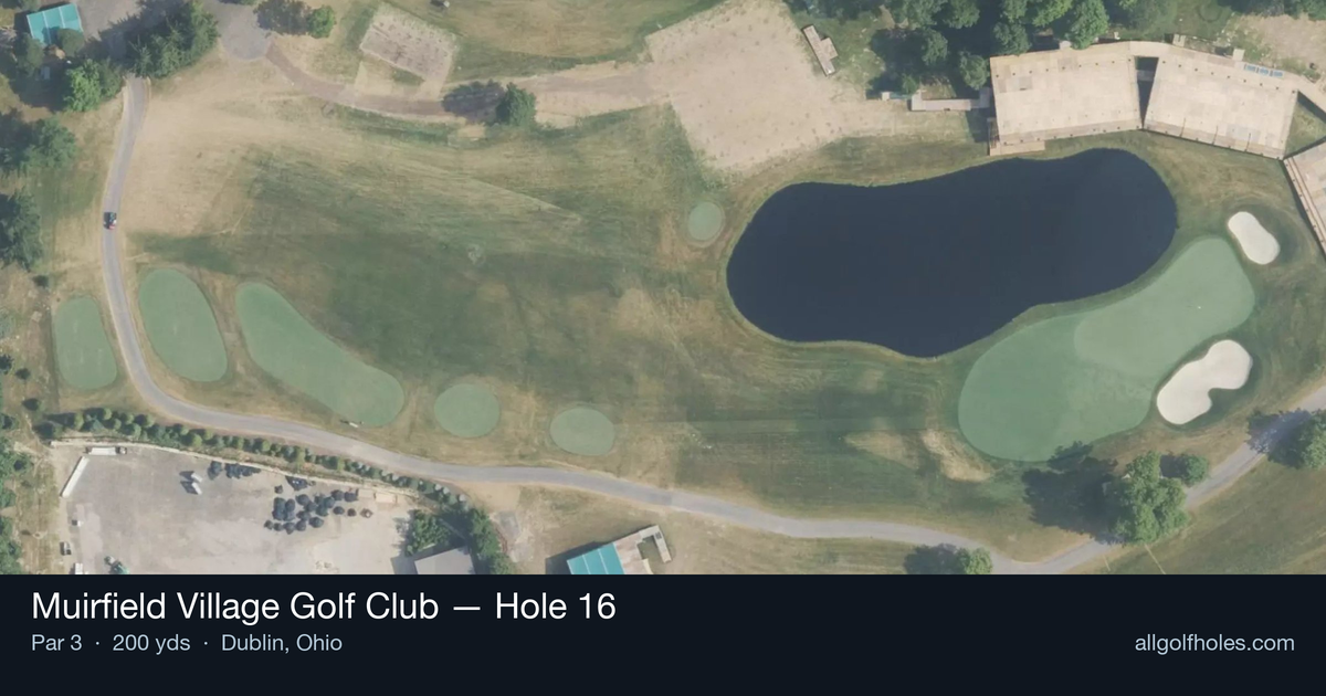 Hole 16 aerial at Muirfield Village Golf Club