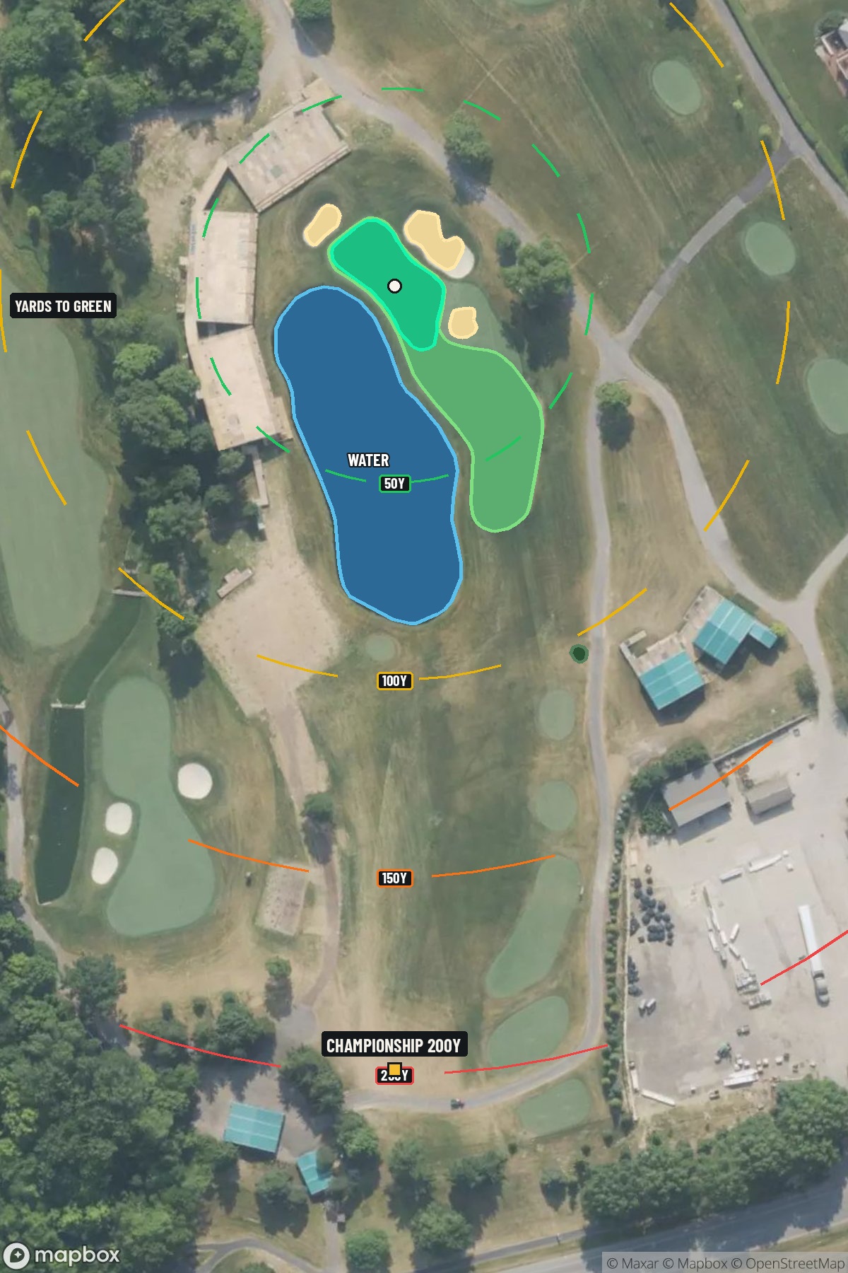 Hole 16 aerial at Muirfield Village Golf Club