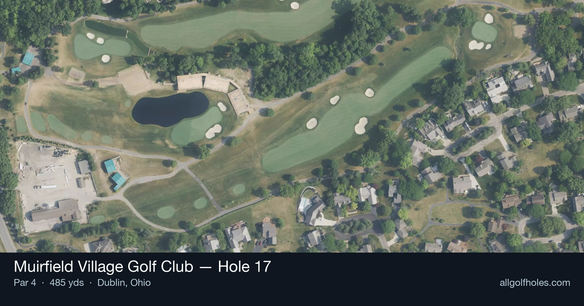 Hole 17 aerial at Muirfield Village Golf Club
