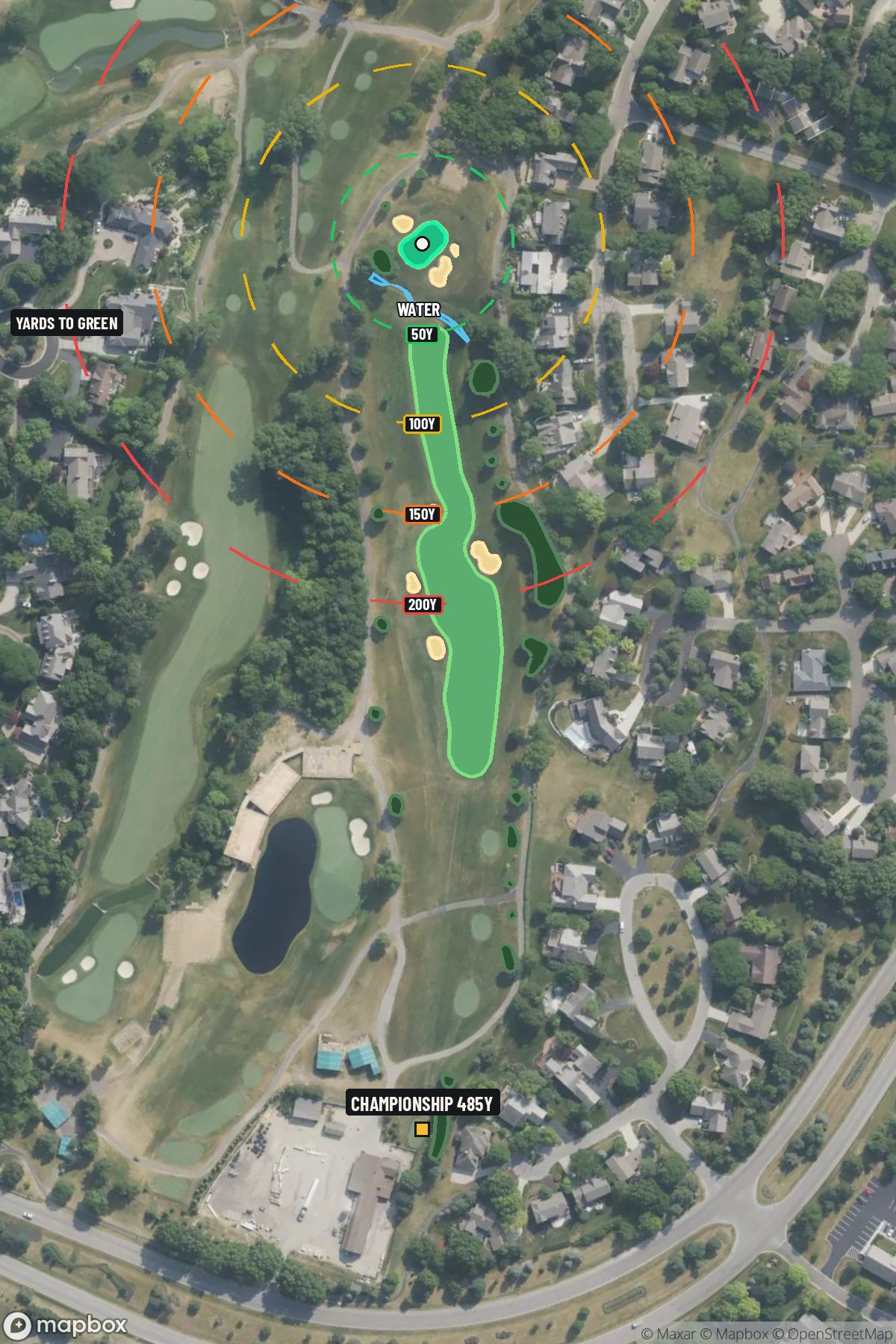 Hole 17 aerial at Muirfield Village Golf Club