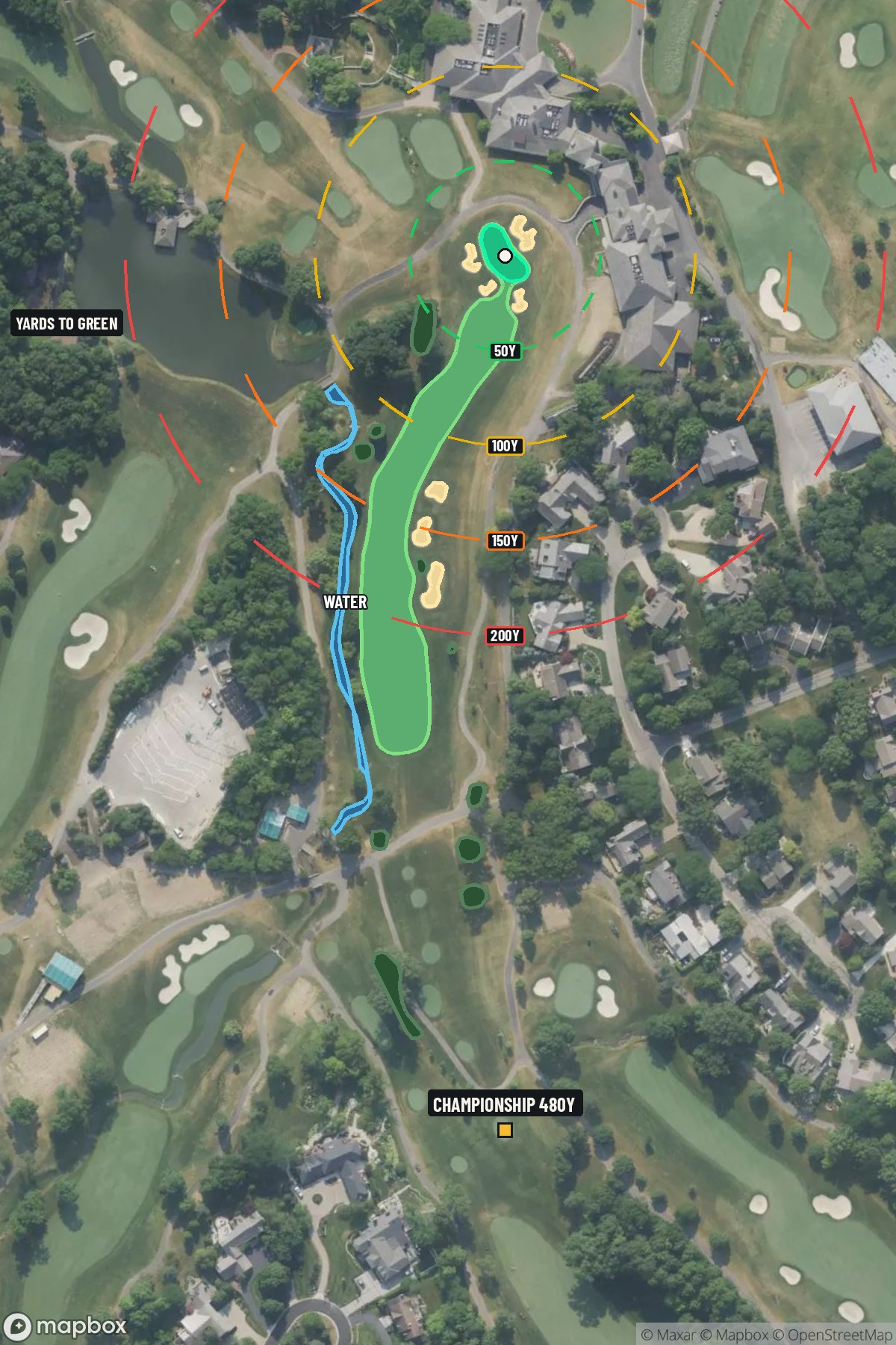 Hole 18 aerial at Muirfield Village Golf Club