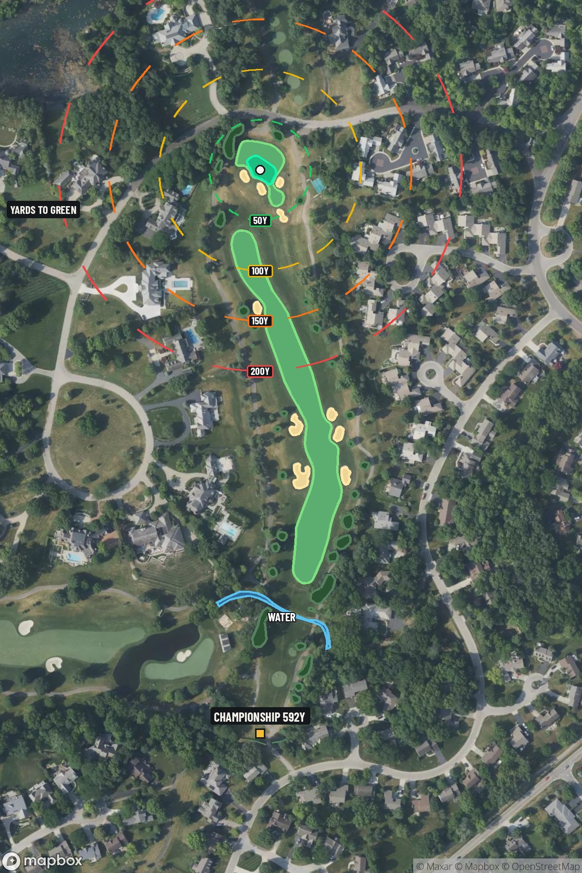 Hole 7 aerial at Muirfield Village Golf Club