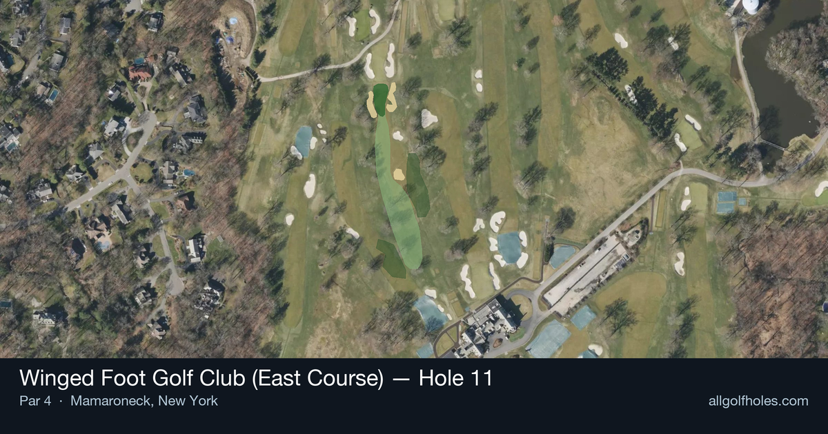 Hole 11 aerial at Winged Foot Golf Club (East Course)