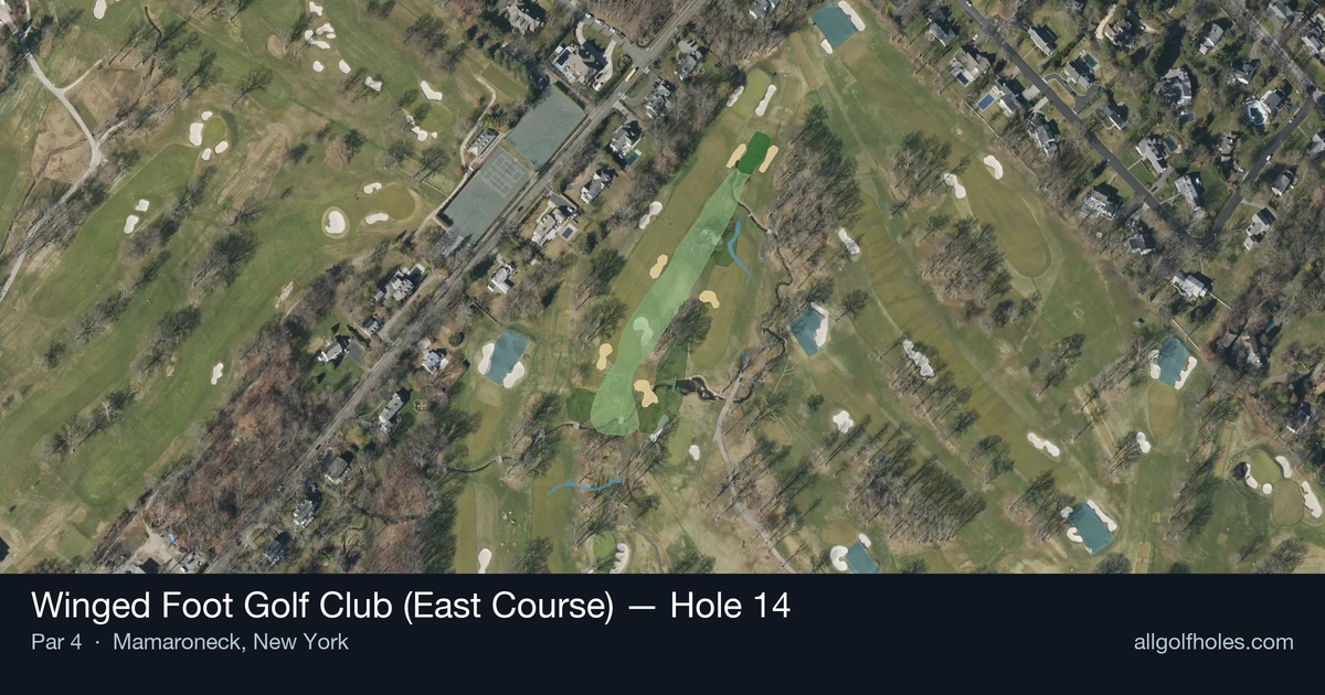 Hole 14 aerial at Winged Foot Golf Club (East Course)