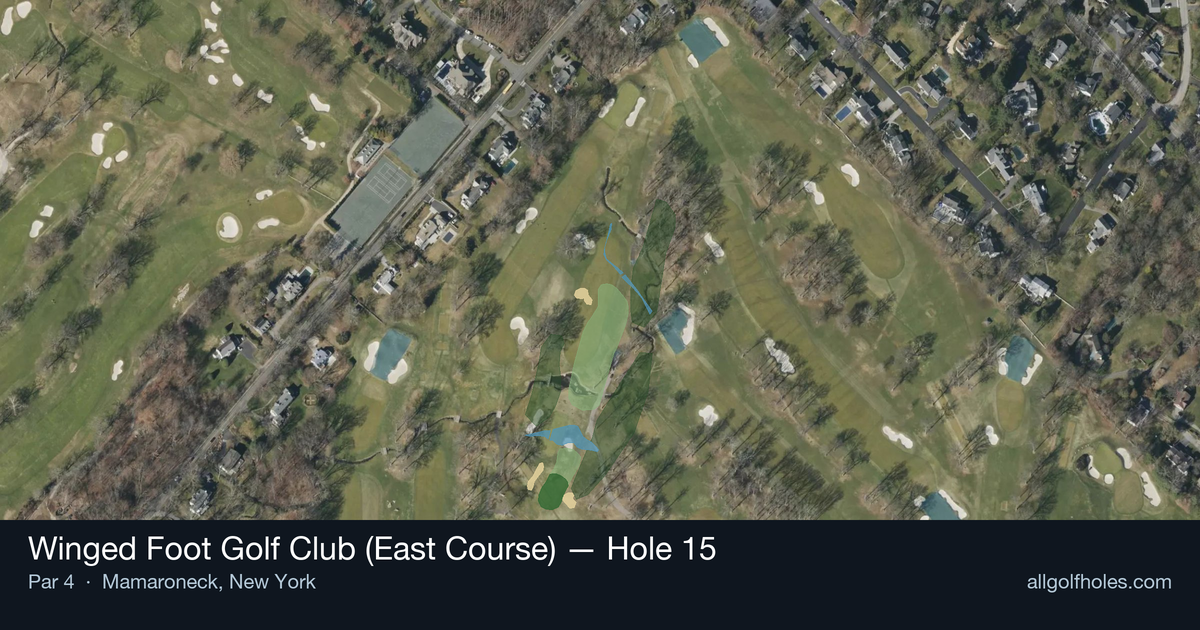 Hole 15 aerial at Winged Foot Golf Club (East Course)