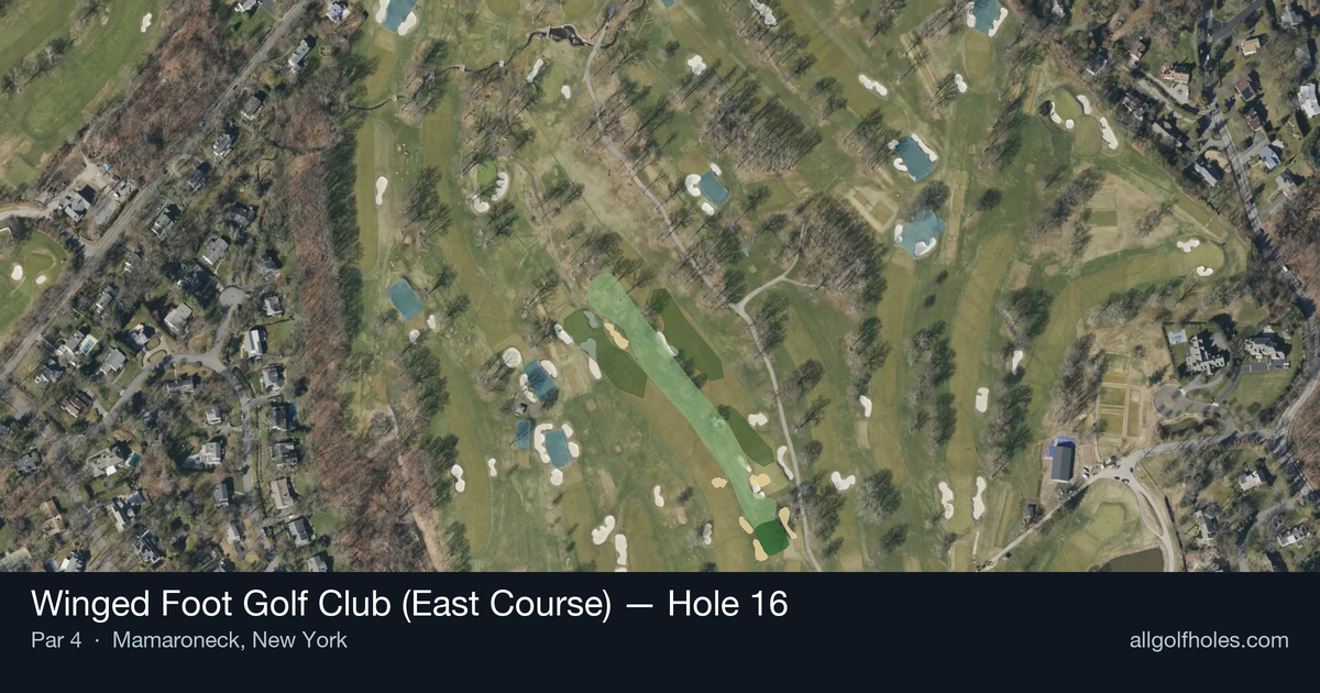 Hole 16 aerial at Winged Foot Golf Club (East Course)