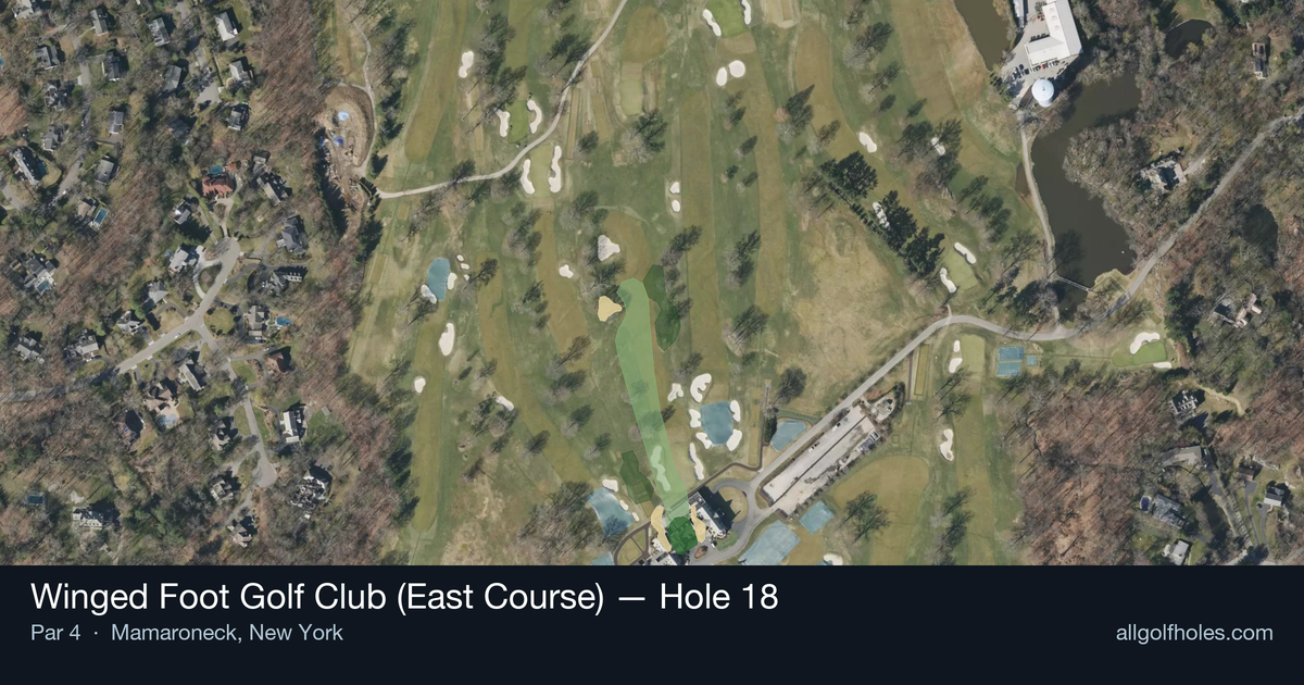 Hole 18 aerial at Winged Foot Golf Club (East Course)
