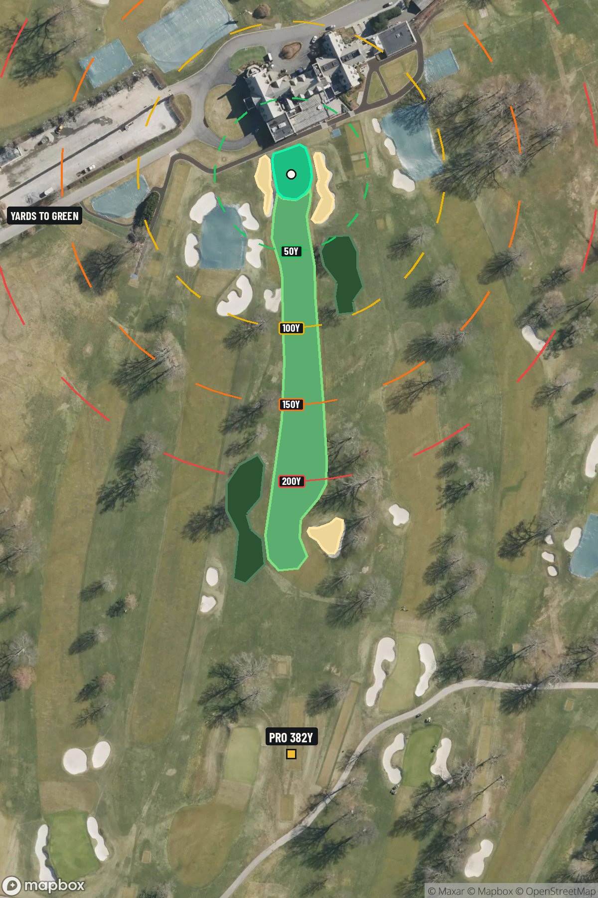 Hole 18 aerial at Winged Foot Golf Club (East Course)