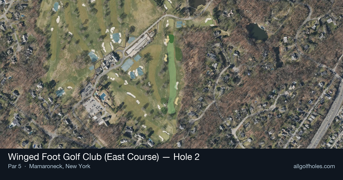 Hole 2 aerial at Winged Foot Golf Club (East Course)