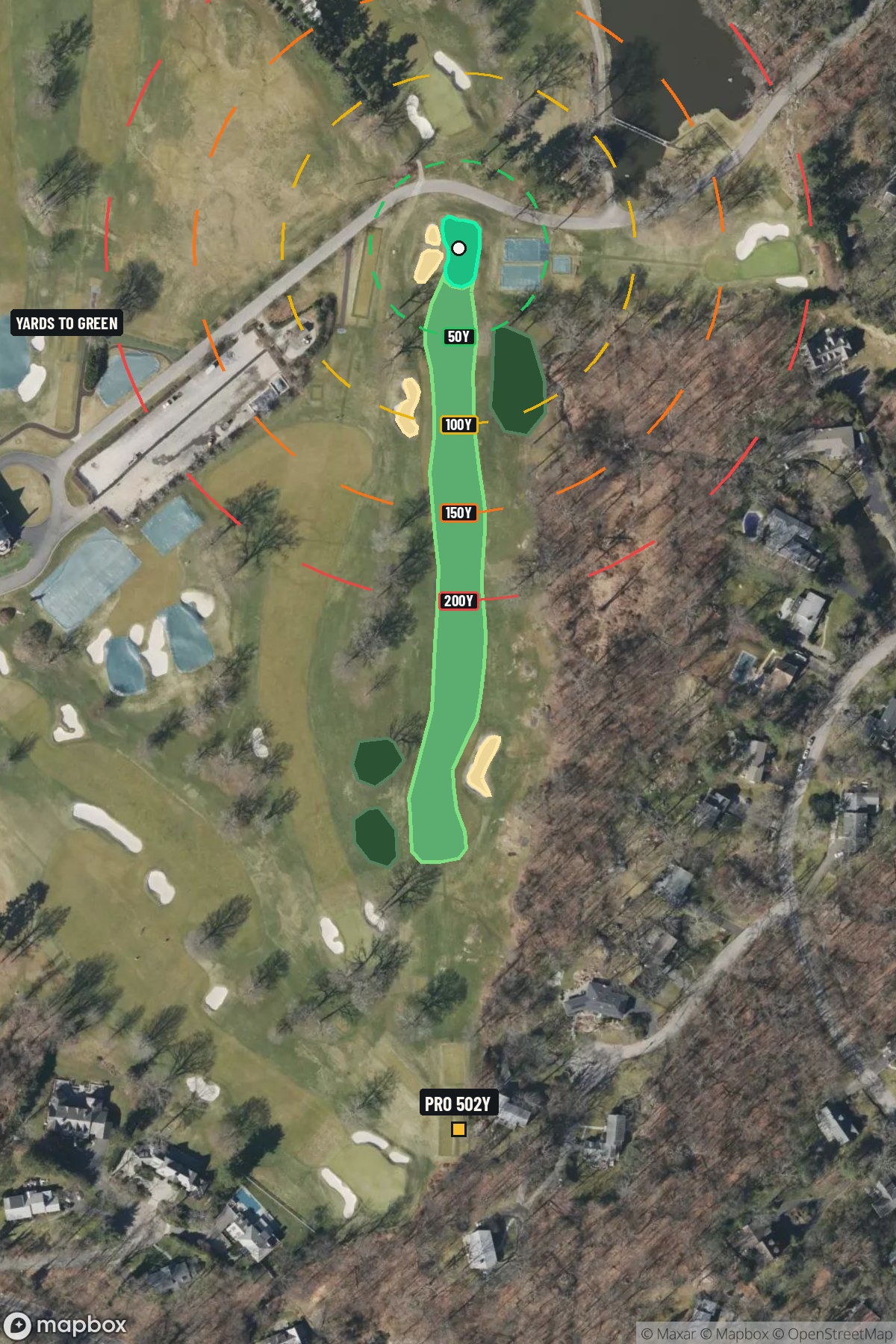 Hole 2 aerial at Winged Foot Golf Club (East Course)