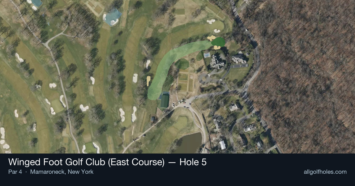 Hole 5 aerial at Winged Foot Golf Club (East Course)
