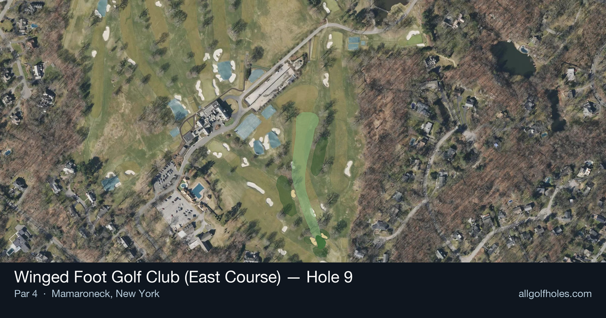 Hole 9 aerial at Winged Foot Golf Club (East Course)