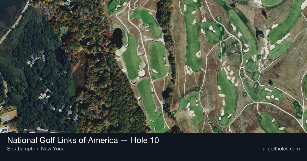 Hole 10 aerial at National Golf Links of America