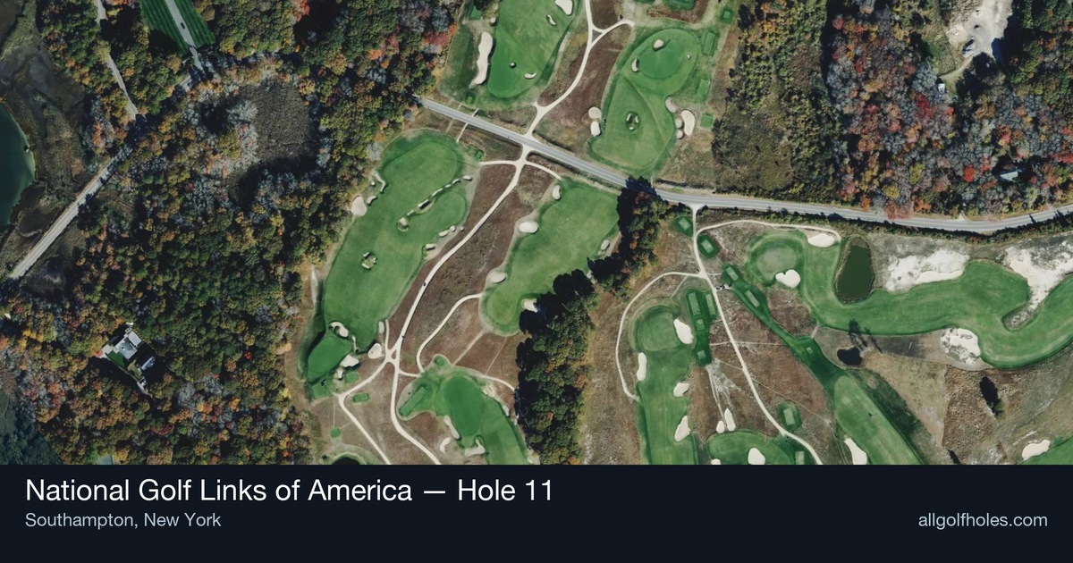 Hole 11 aerial at National Golf Links of America