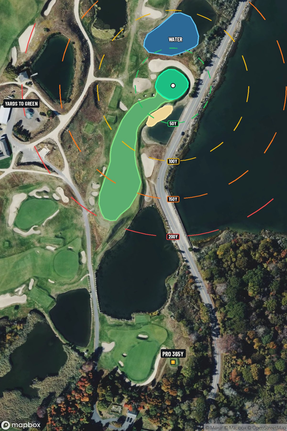 Hole 14 aerial at National Golf Links of America