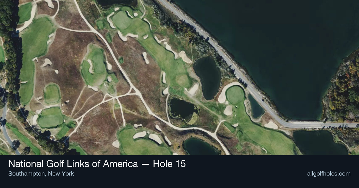 Hole 15 aerial at National Golf Links of America