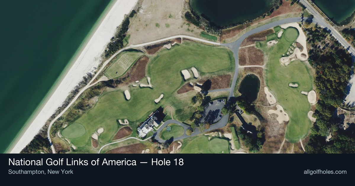 Hole 18 aerial at National Golf Links of America