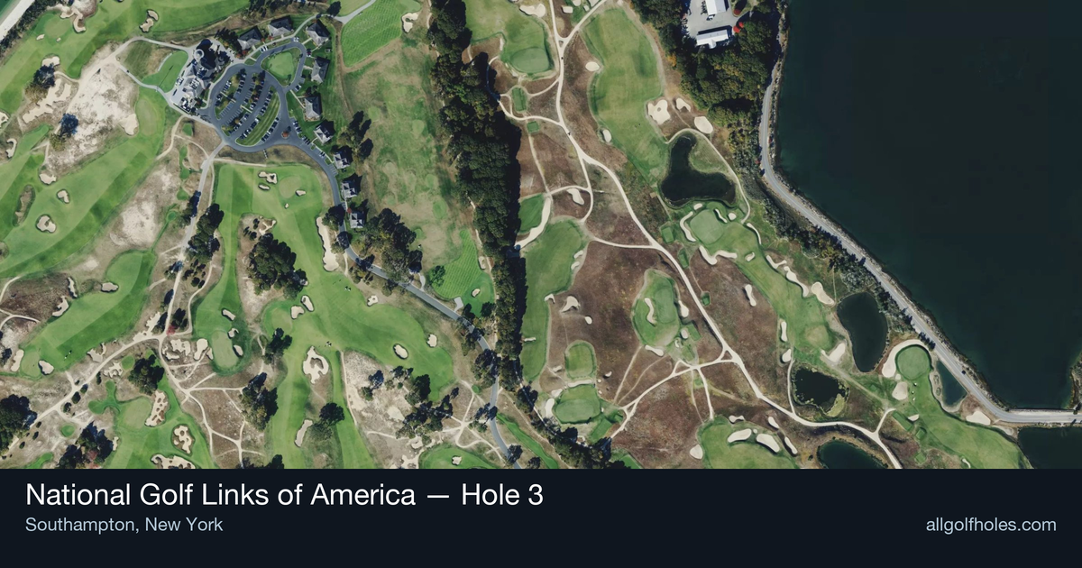 Hole 3 aerial at National Golf Links of America