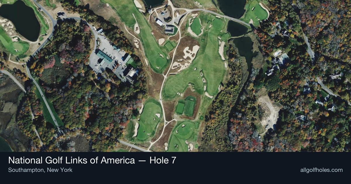 Hole 7 aerial at National Golf Links of America