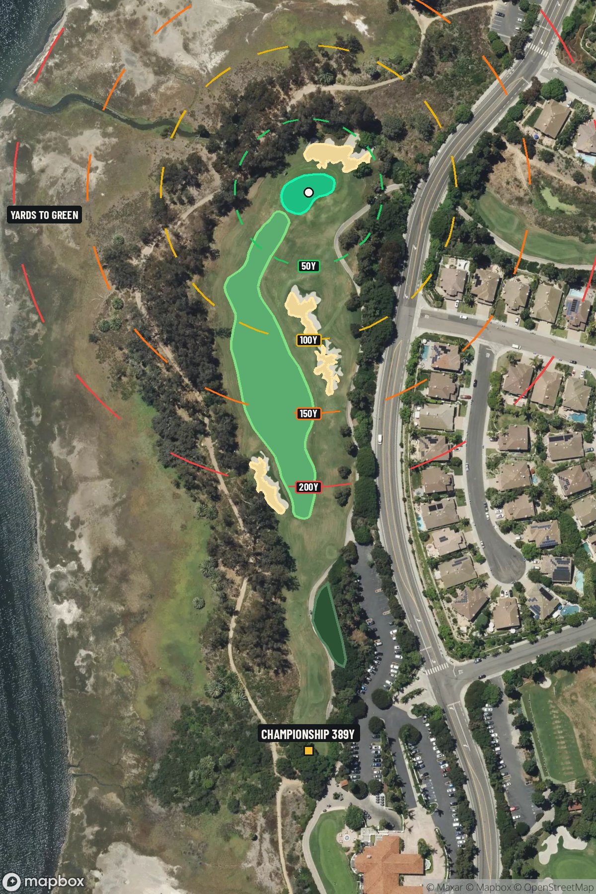 Hole 1 aerial at Aviara Golf Club at Four Seasons Resort