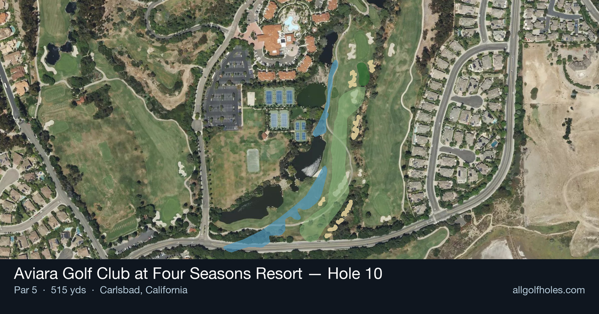 Hole 10 aerial at Aviara Golf Club at Four Seasons Resort