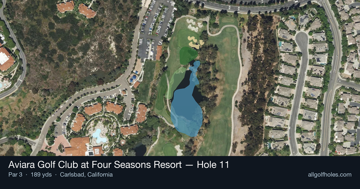 Hole 11 aerial at Aviara Golf Club at Four Seasons Resort