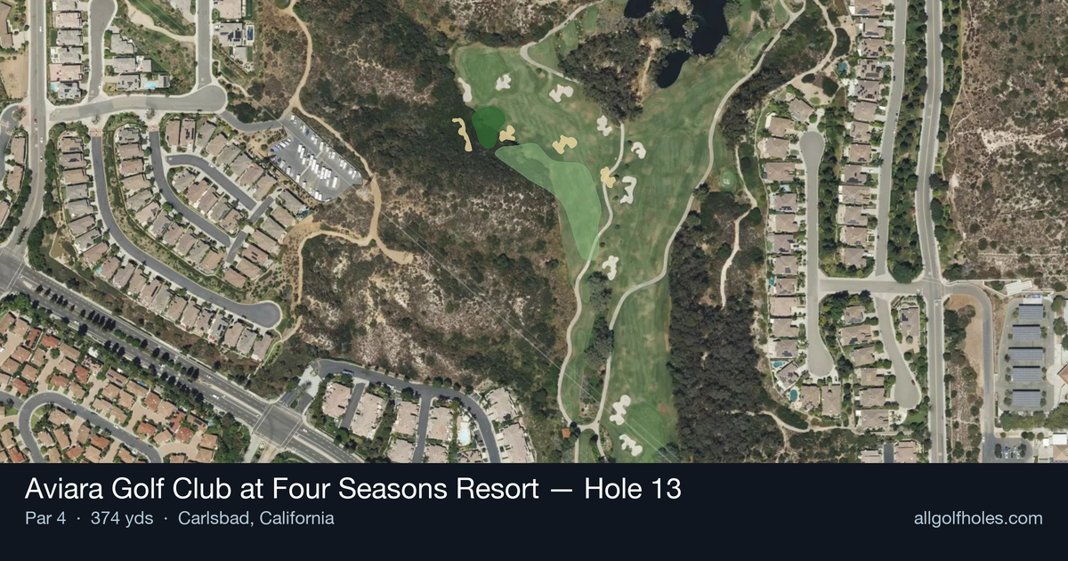 Hole 13 aerial at Aviara Golf Club at Four Seasons Resort