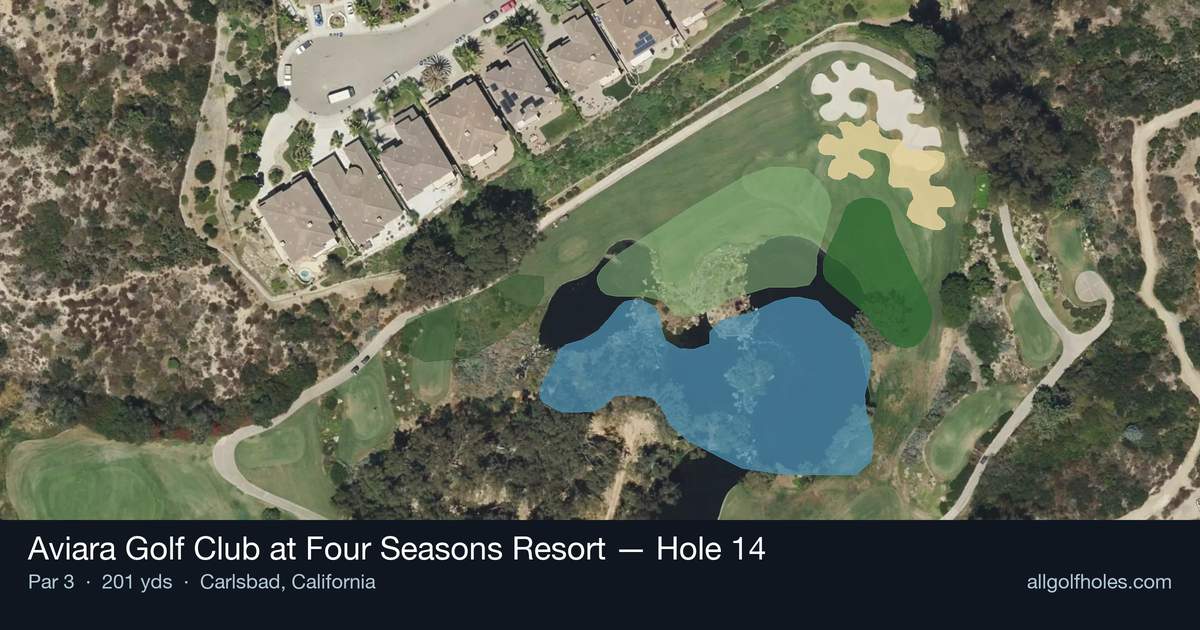 Hole 14 aerial at Aviara Golf Club at Four Seasons Resort