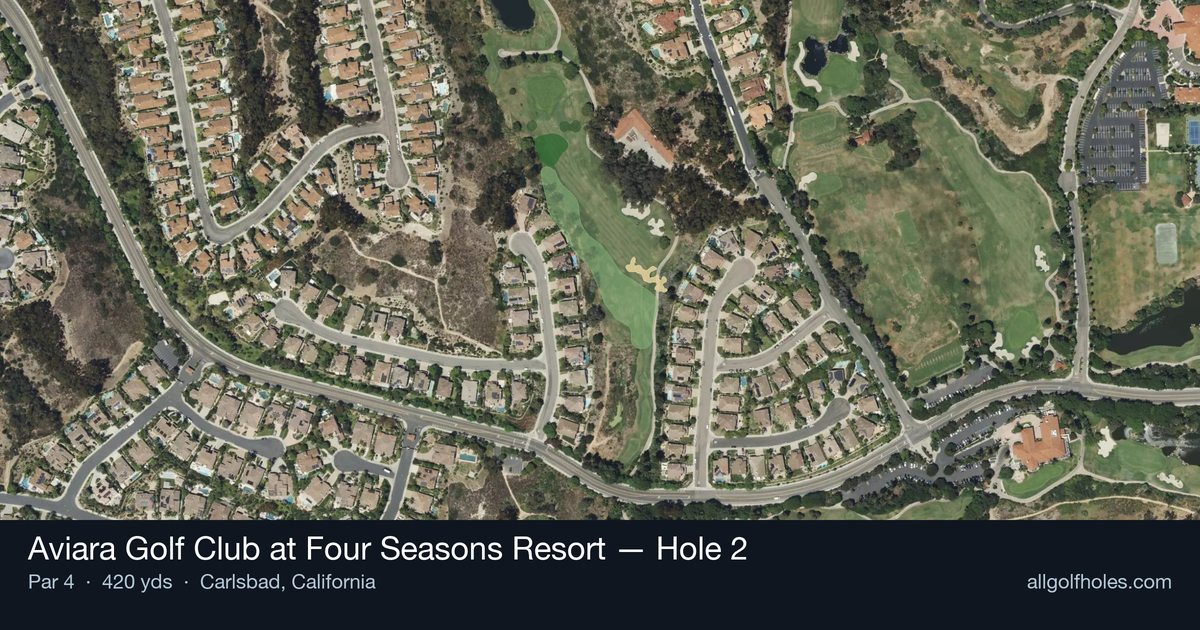 Hole 2 aerial at Aviara Golf Club at Four Seasons Resort
