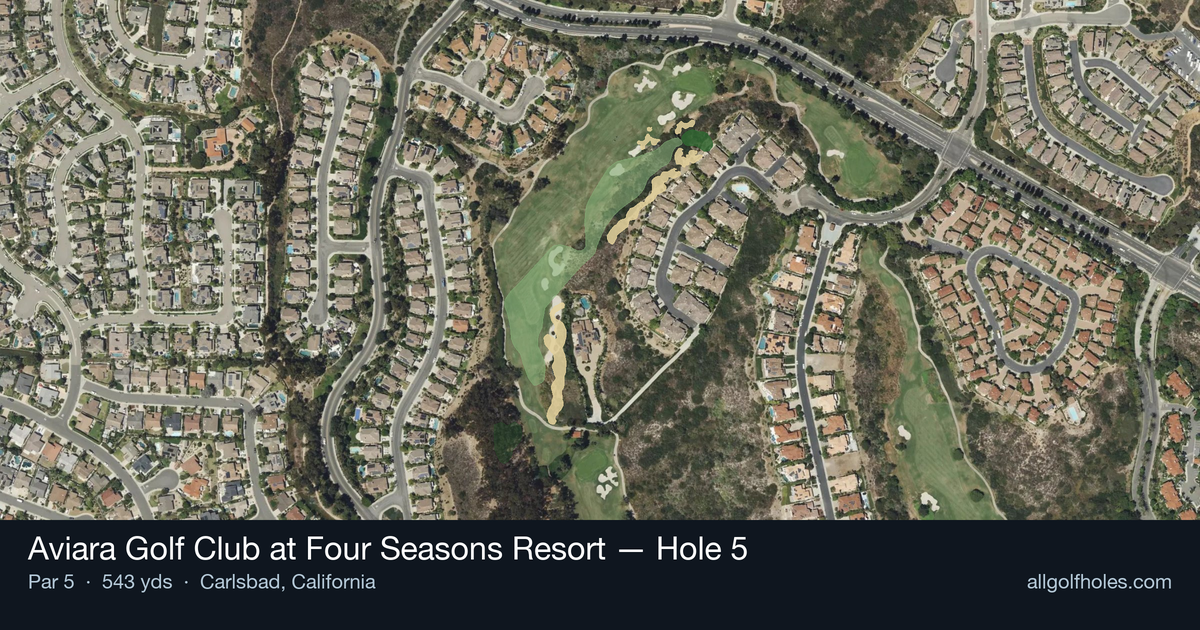 Hole 5 aerial at Aviara Golf Club at Four Seasons Resort