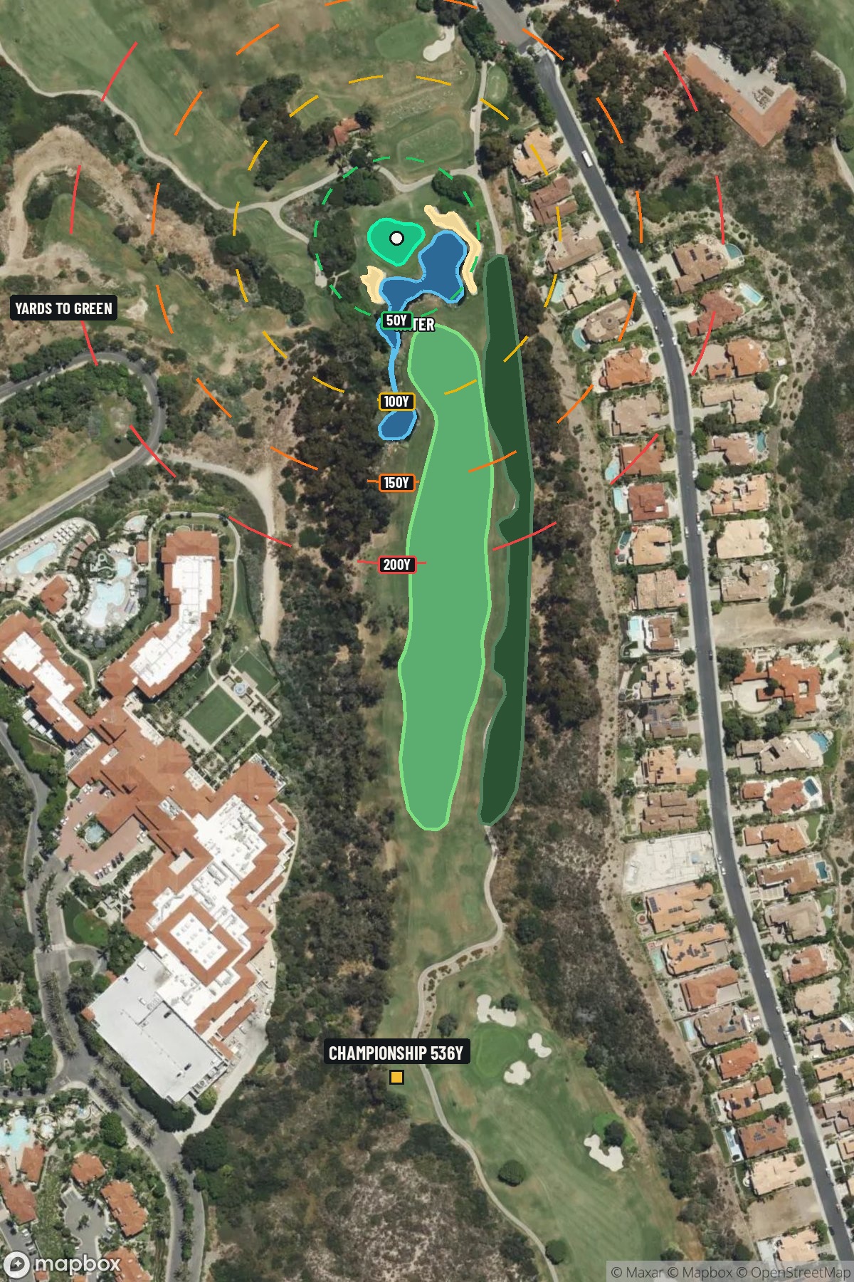 Hole 8 aerial at Aviara Golf Club at Four Seasons Resort