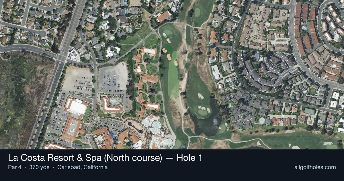 Hole 1 aerial at La Costa Resort & Spa (North course)