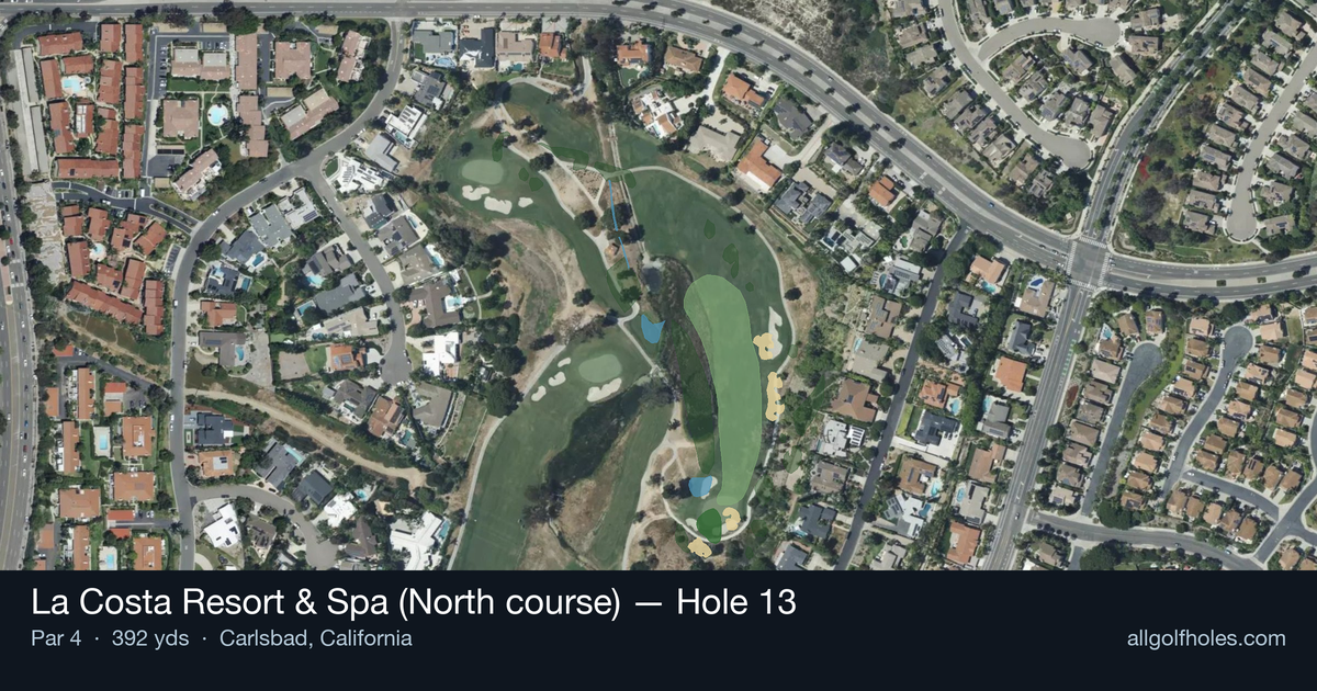 Hole 13 aerial at La Costa Resort & Spa (North course)