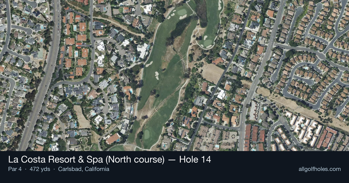 Hole 14 aerial at La Costa Resort & Spa (North course)