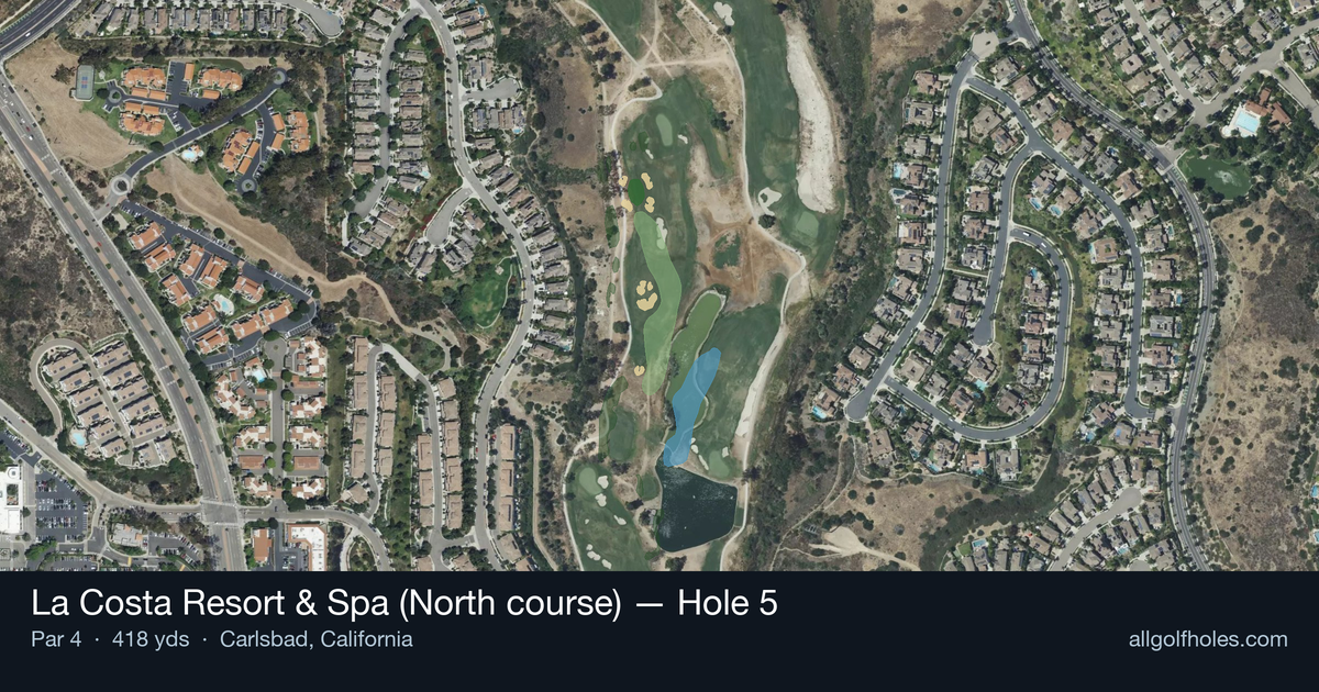 Hole 5 aerial at La Costa Resort & Spa (North course)