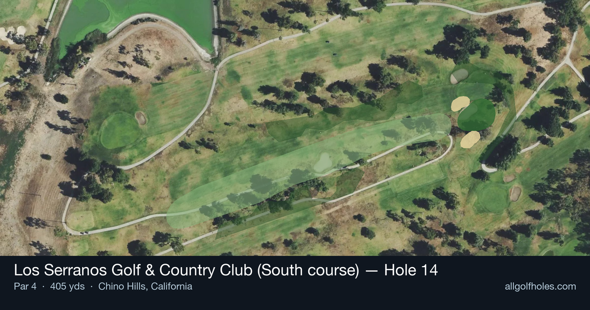 Hole 14 aerial at Los Serranos Golf & Country Club (South course)