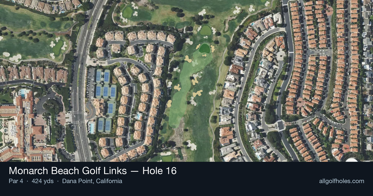 Hole 16 aerial at Monarch Beach Golf Links