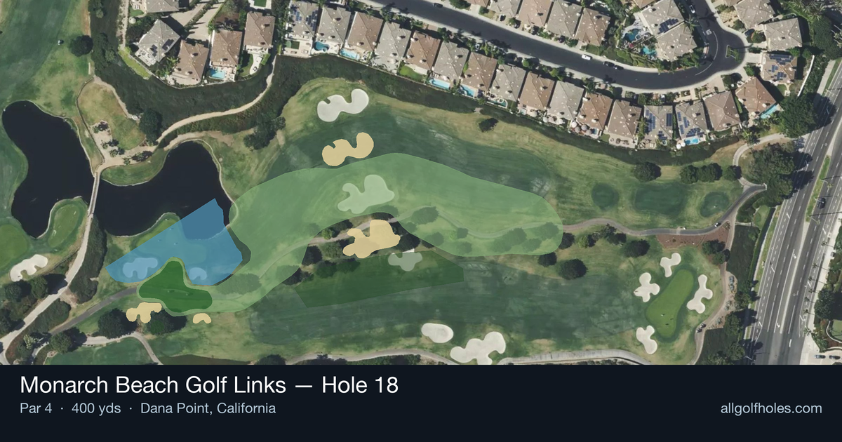 Hole 18 aerial at Monarch Beach Golf Links