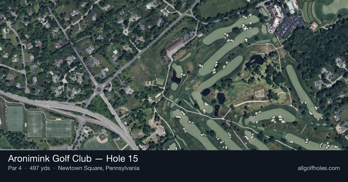 Hole 15 aerial at Aronimink Golf Club