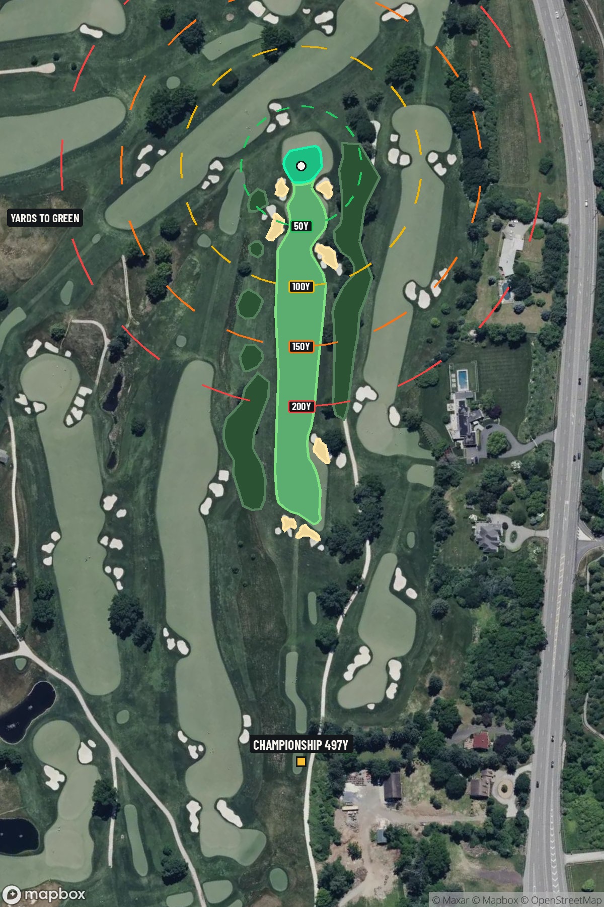 Hole 15 aerial at Aronimink Golf Club