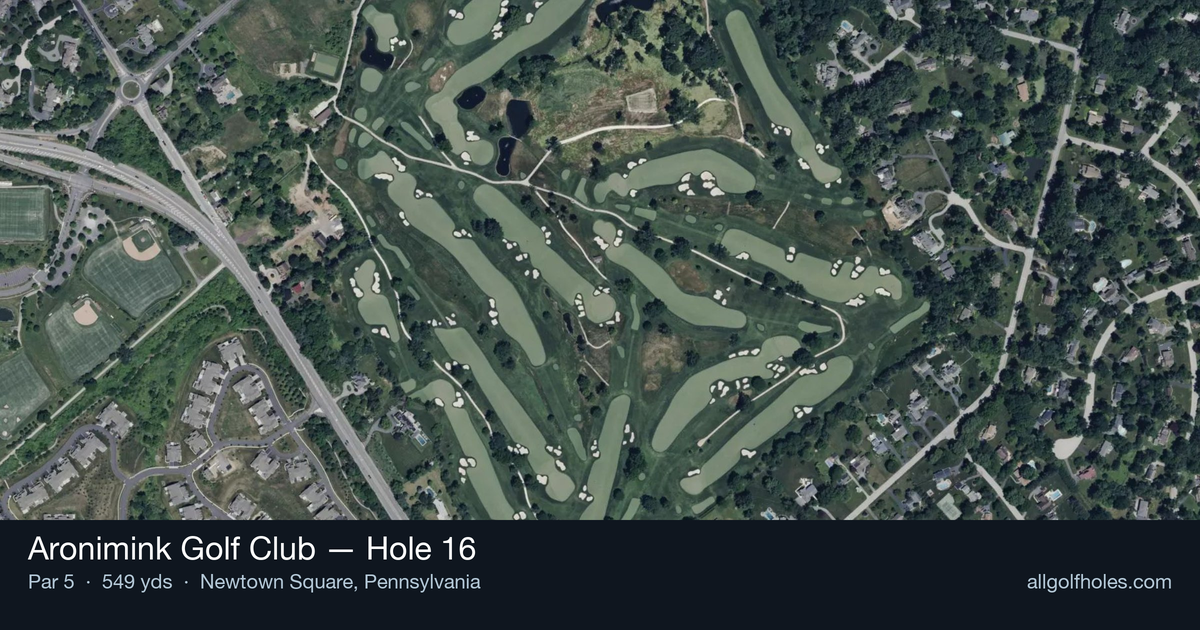Hole 16 aerial at Aronimink Golf Club
