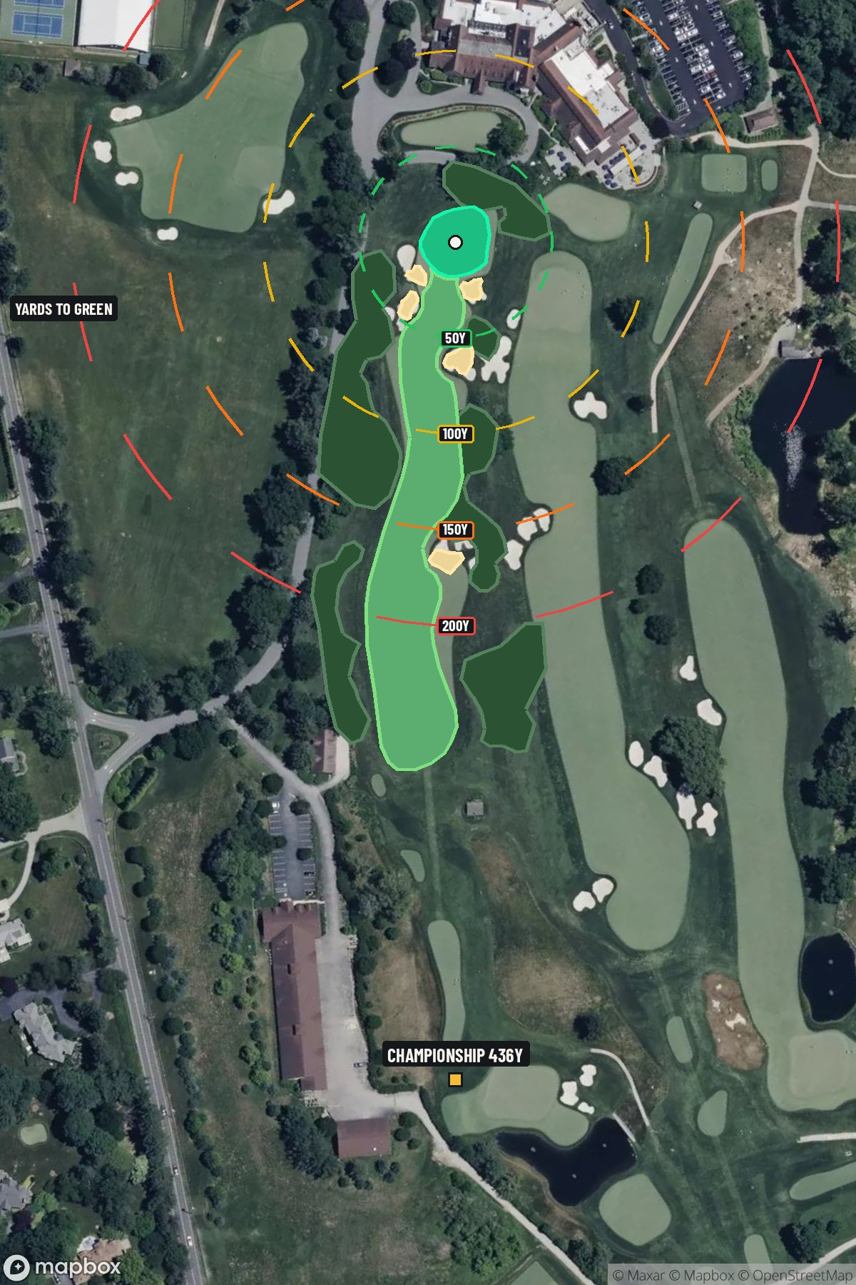 Hole 18 aerial at Aronimink Golf Club