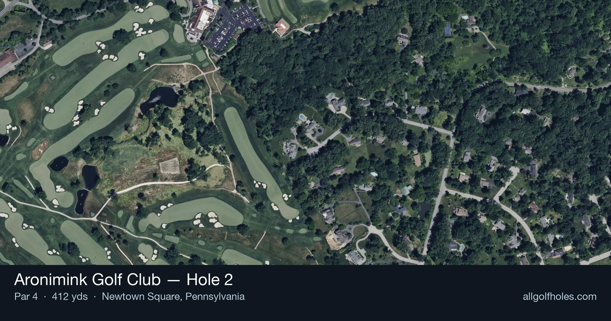 Hole 2 aerial at Aronimink Golf Club