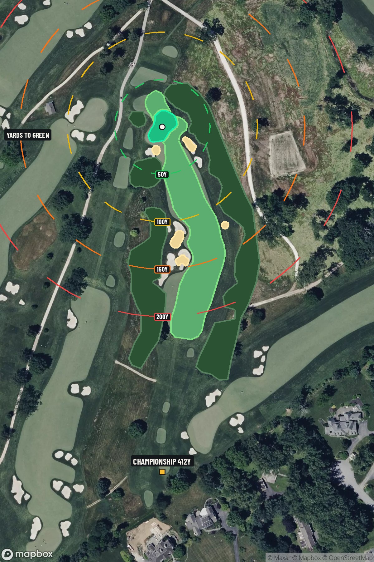 Hole 2 aerial at Aronimink Golf Club