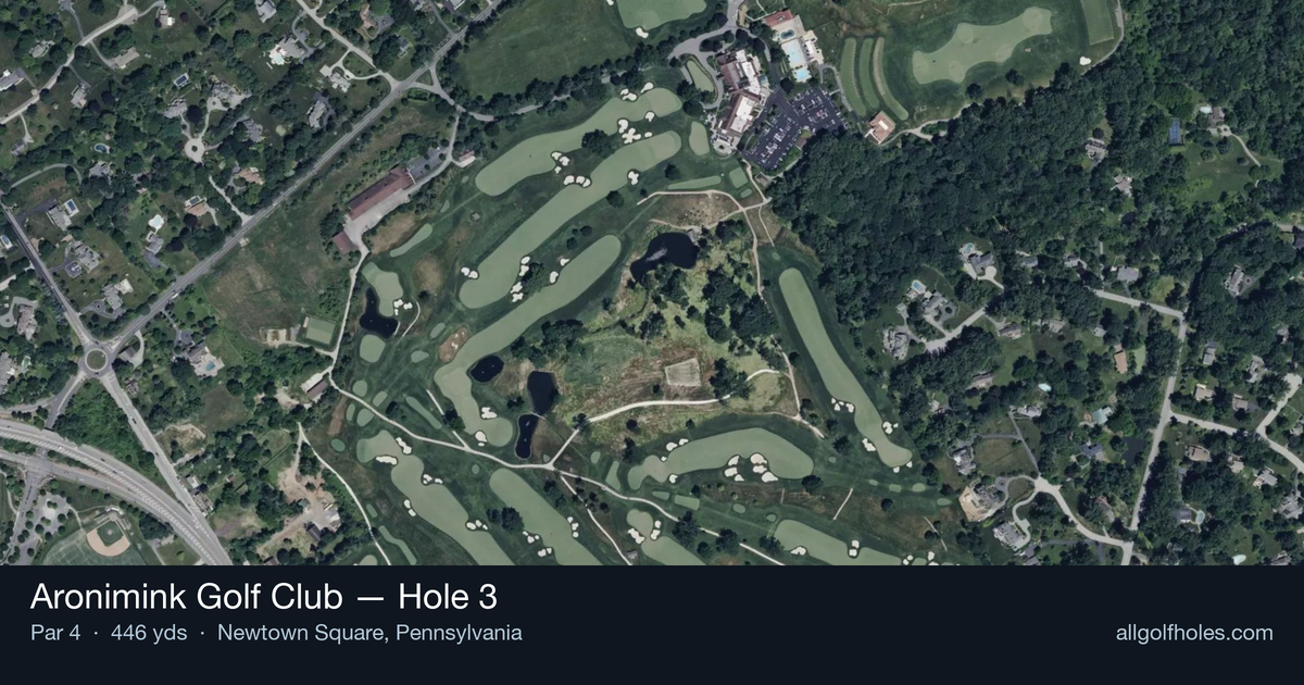 Hole 3 aerial at Aronimink Golf Club