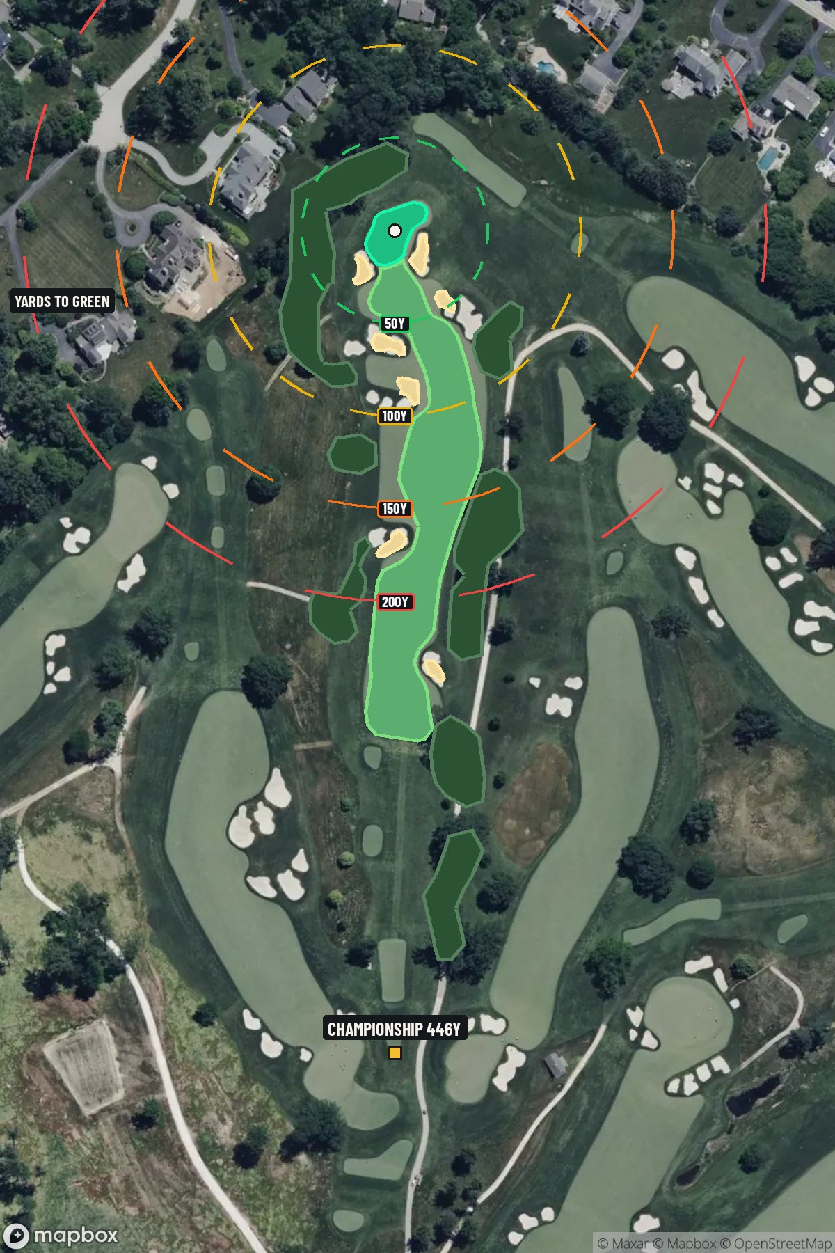 Hole 3 aerial at Aronimink Golf Club